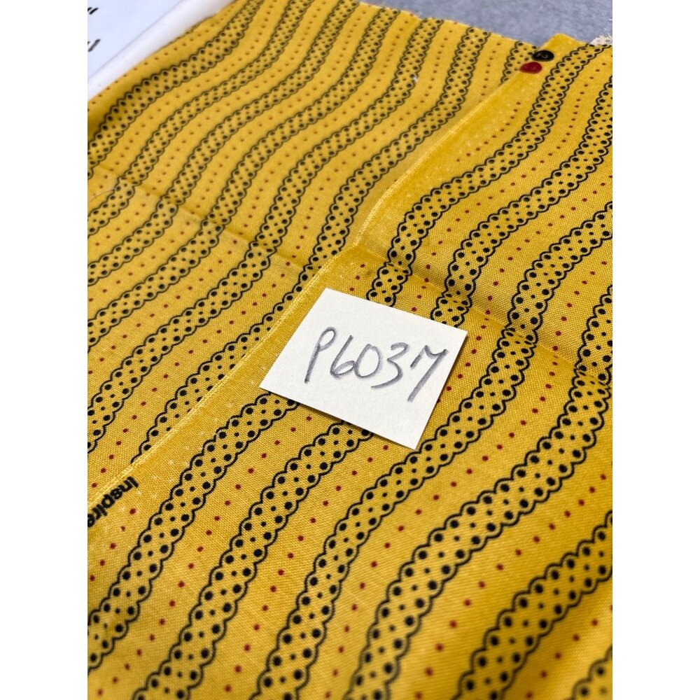 Yellow Wavy Stripe & Polka Dot Quilting Fabric 10"x32" - Picture 4 of 5